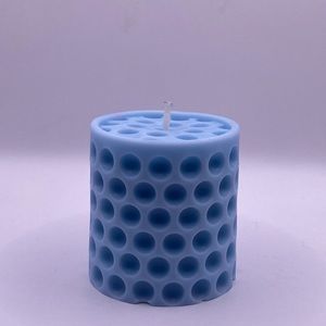 Baby blue cylinder pillar candle